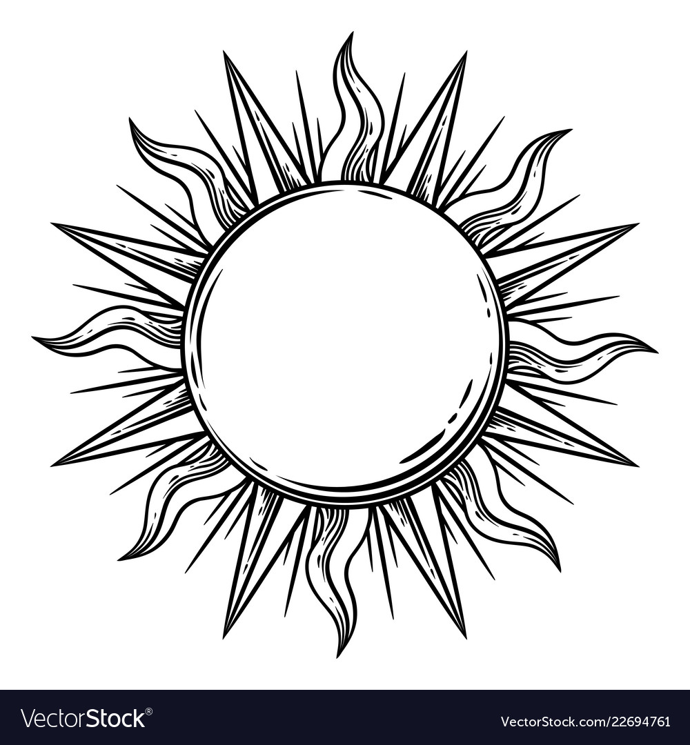 Эскизы тату контурное солнце