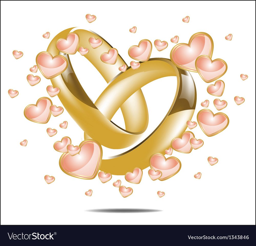 Рисунок обручальных колец с сердечком