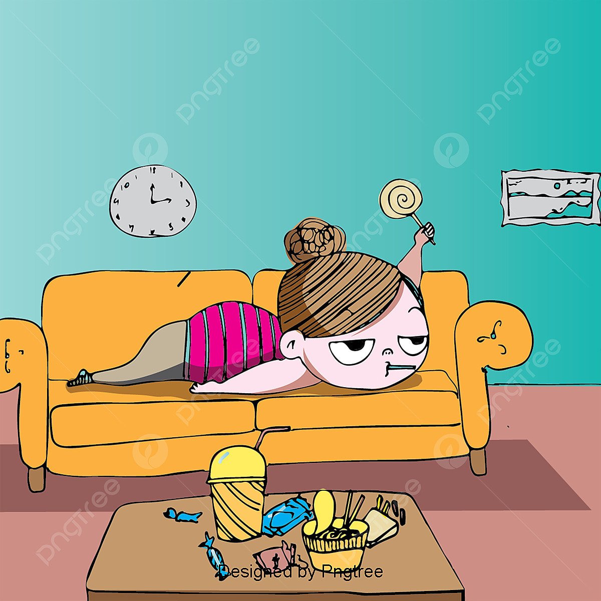 Лежит на диване рисунок