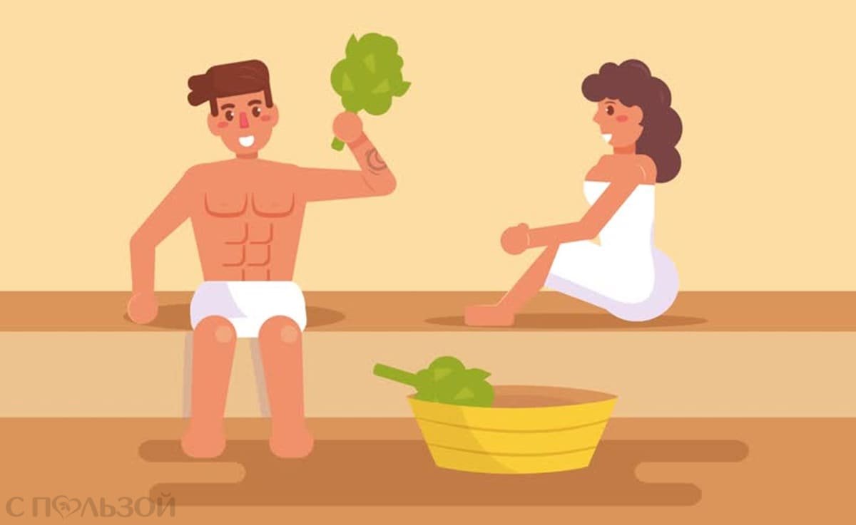 Париться в бане иллюстрация