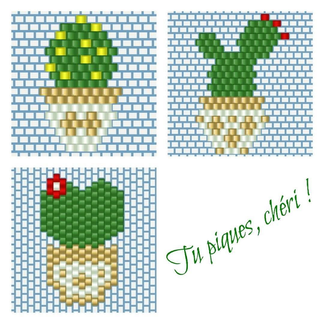 Кактус из бисера кирпичным плетением