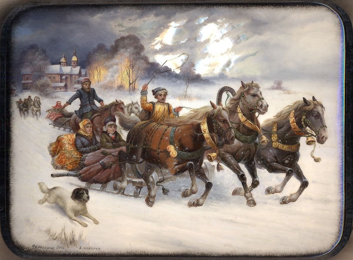 Тройка живопись Федоскино