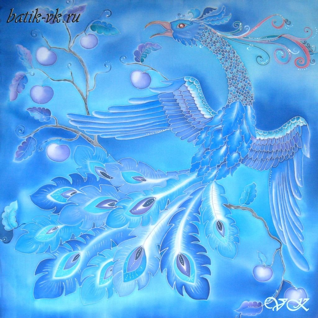 Батик синяя птица