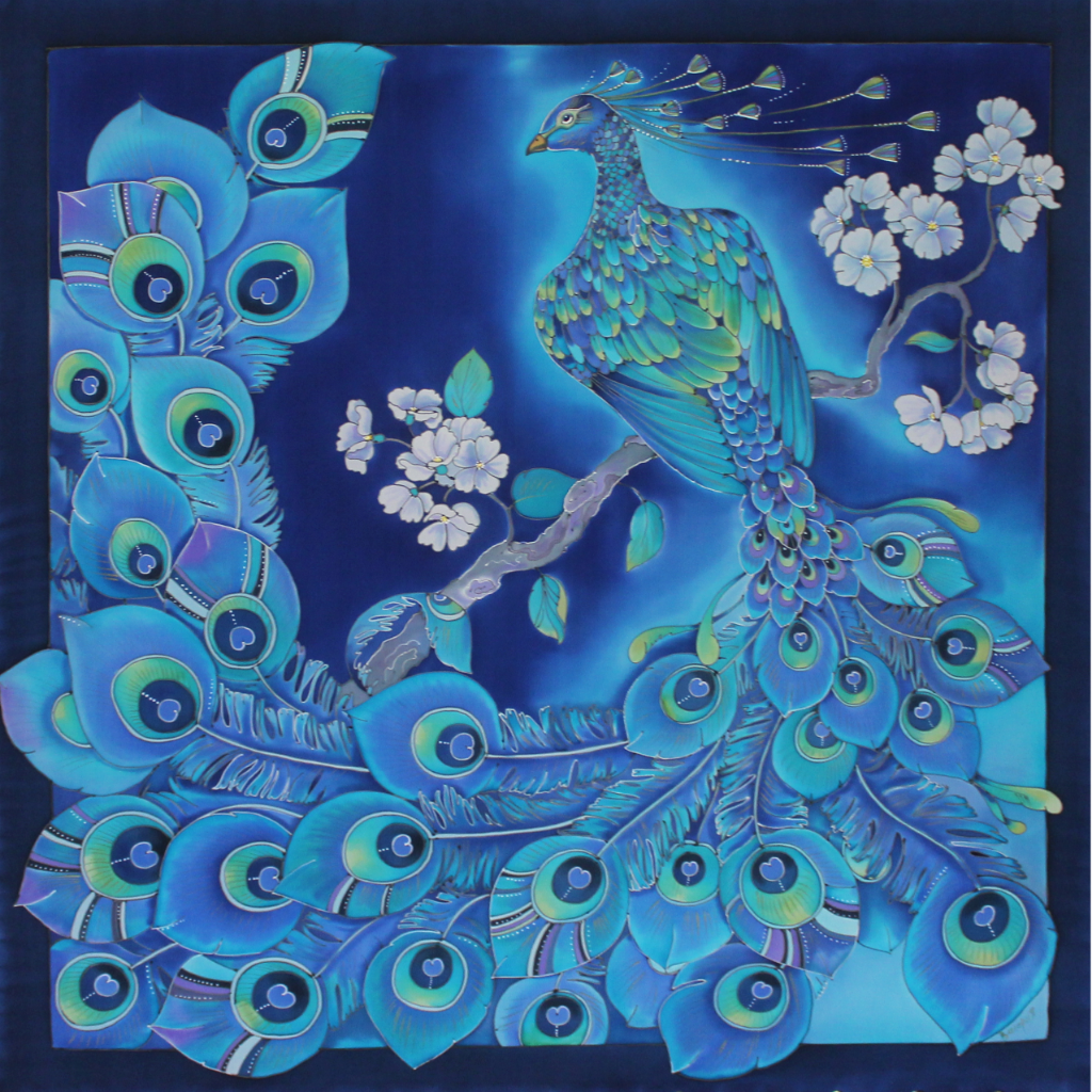 «Холодный батик». Панно «птица-Пава».