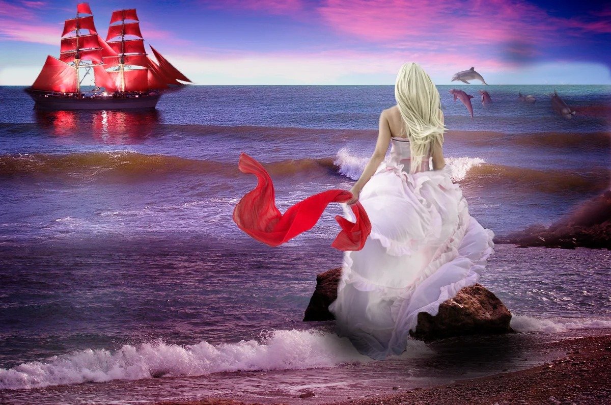 Алые паруса и девушка