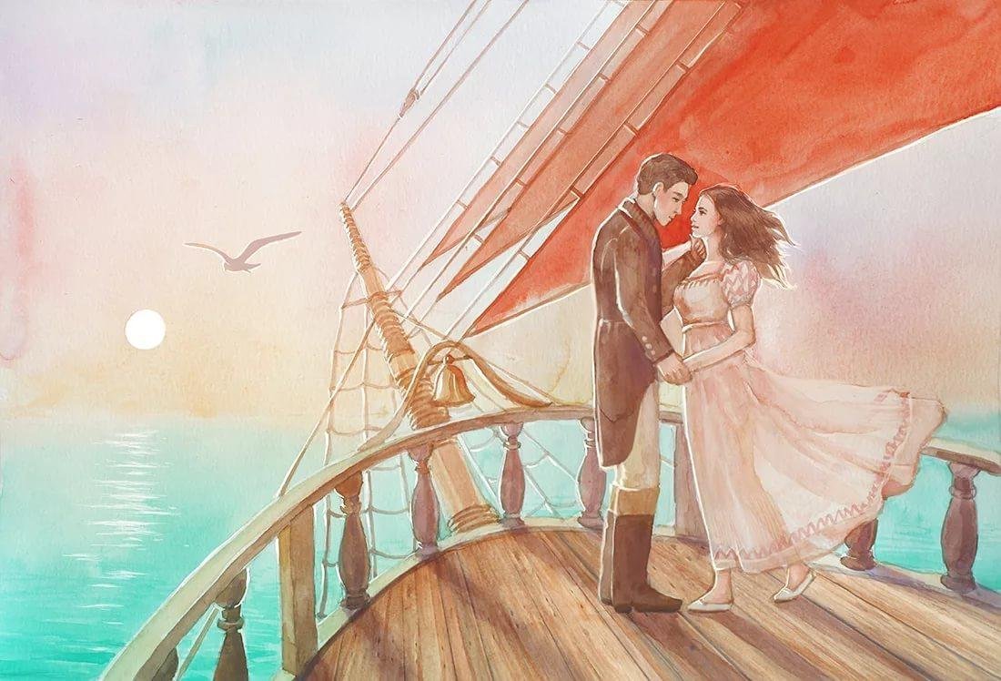 Девушка море корабль