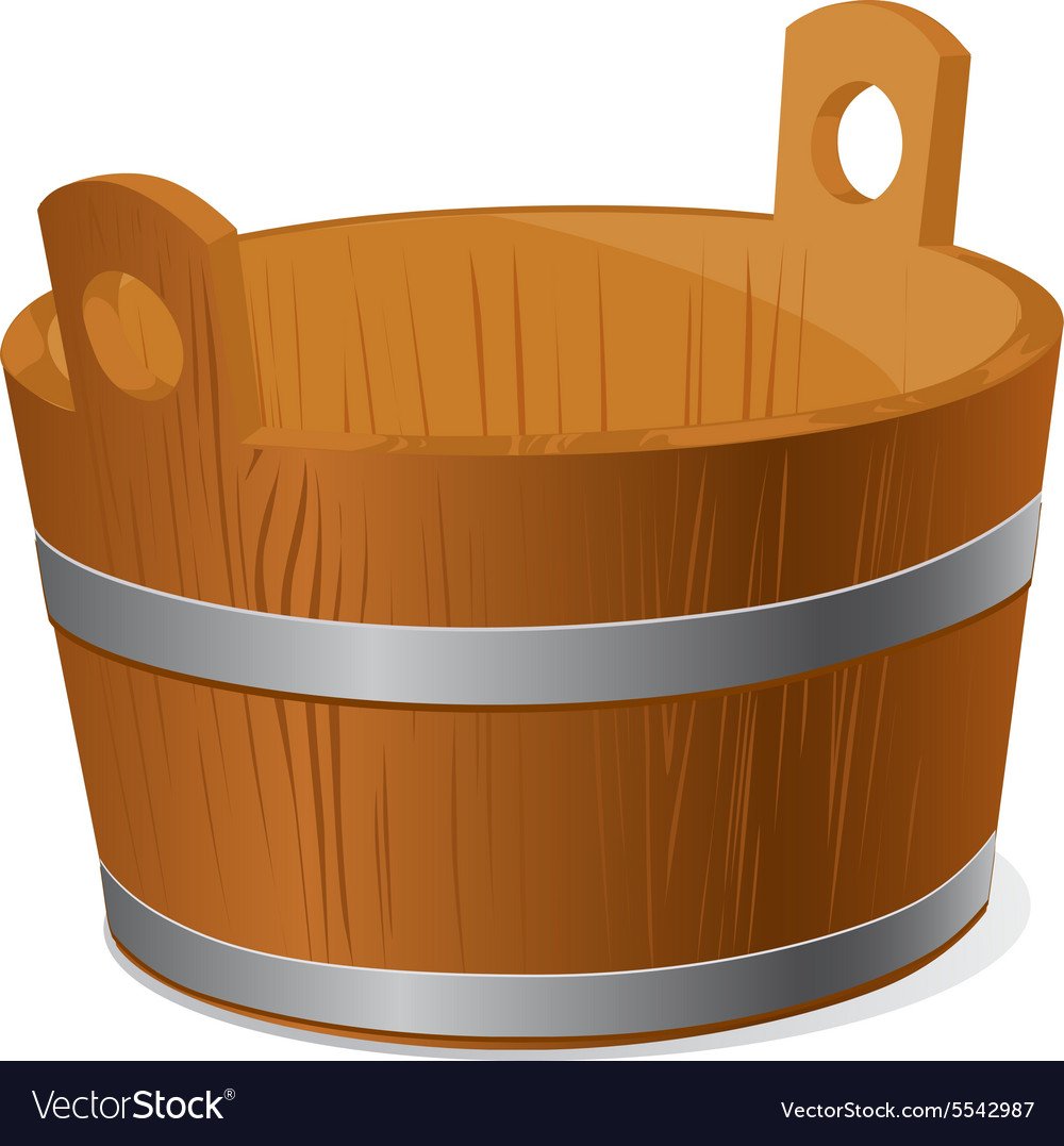 Деревянный таз для бани вектор