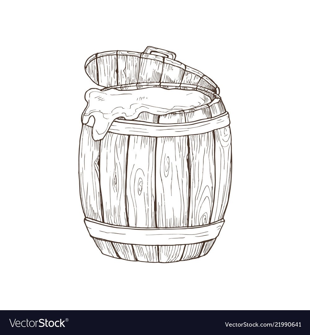 Раскраска бочонок меда для детей