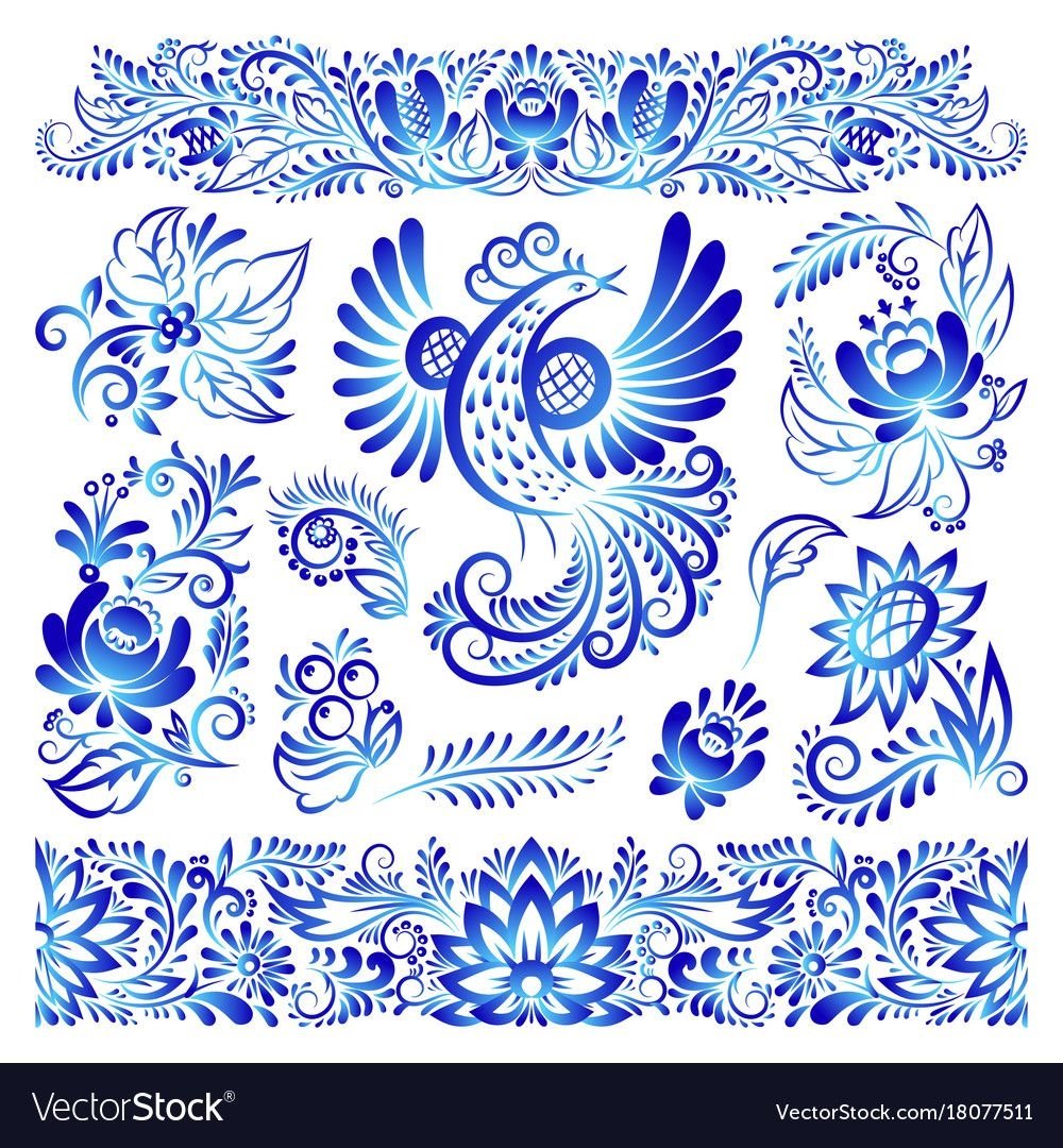 Орнамент в стиле Гжель