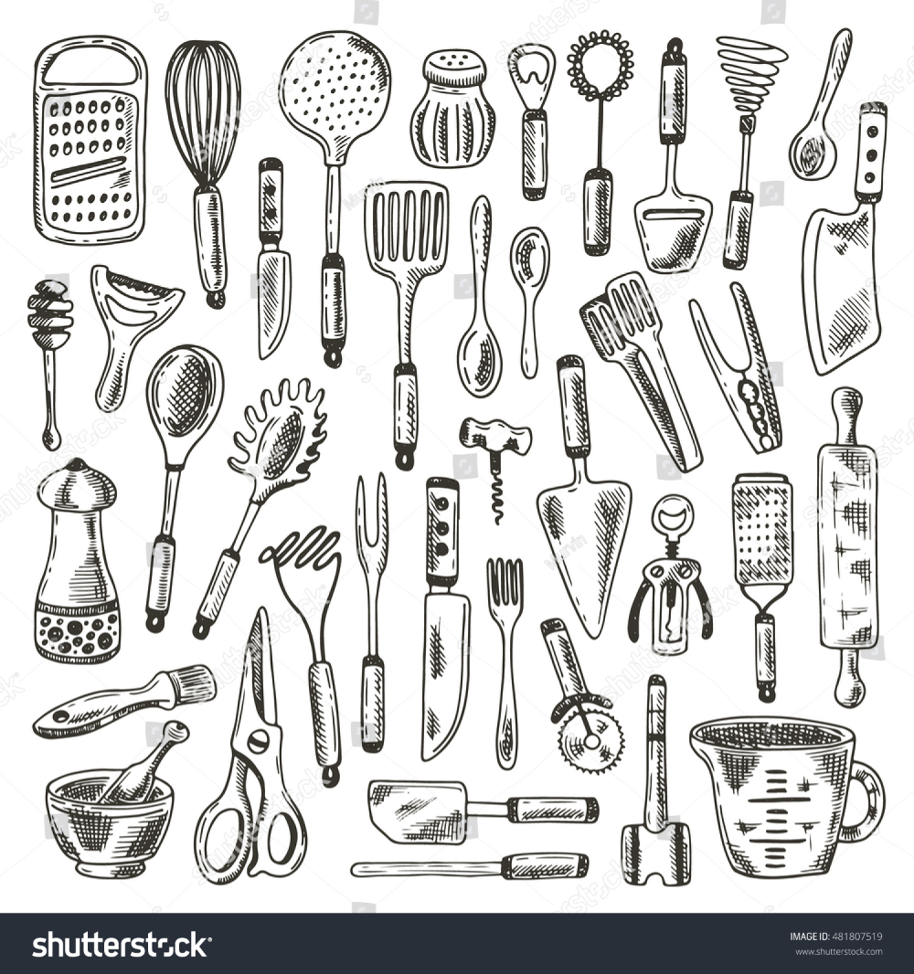 Эскиз кухонных принадлежностей