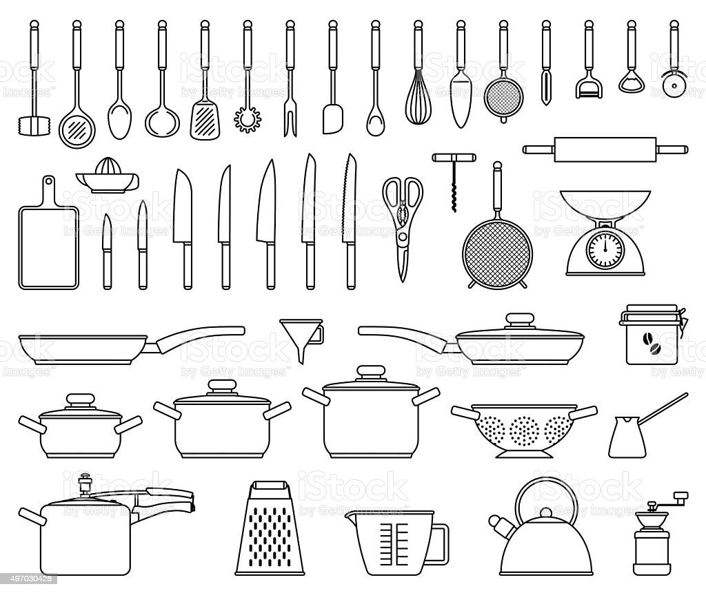 Инструменты для кухни раскраска