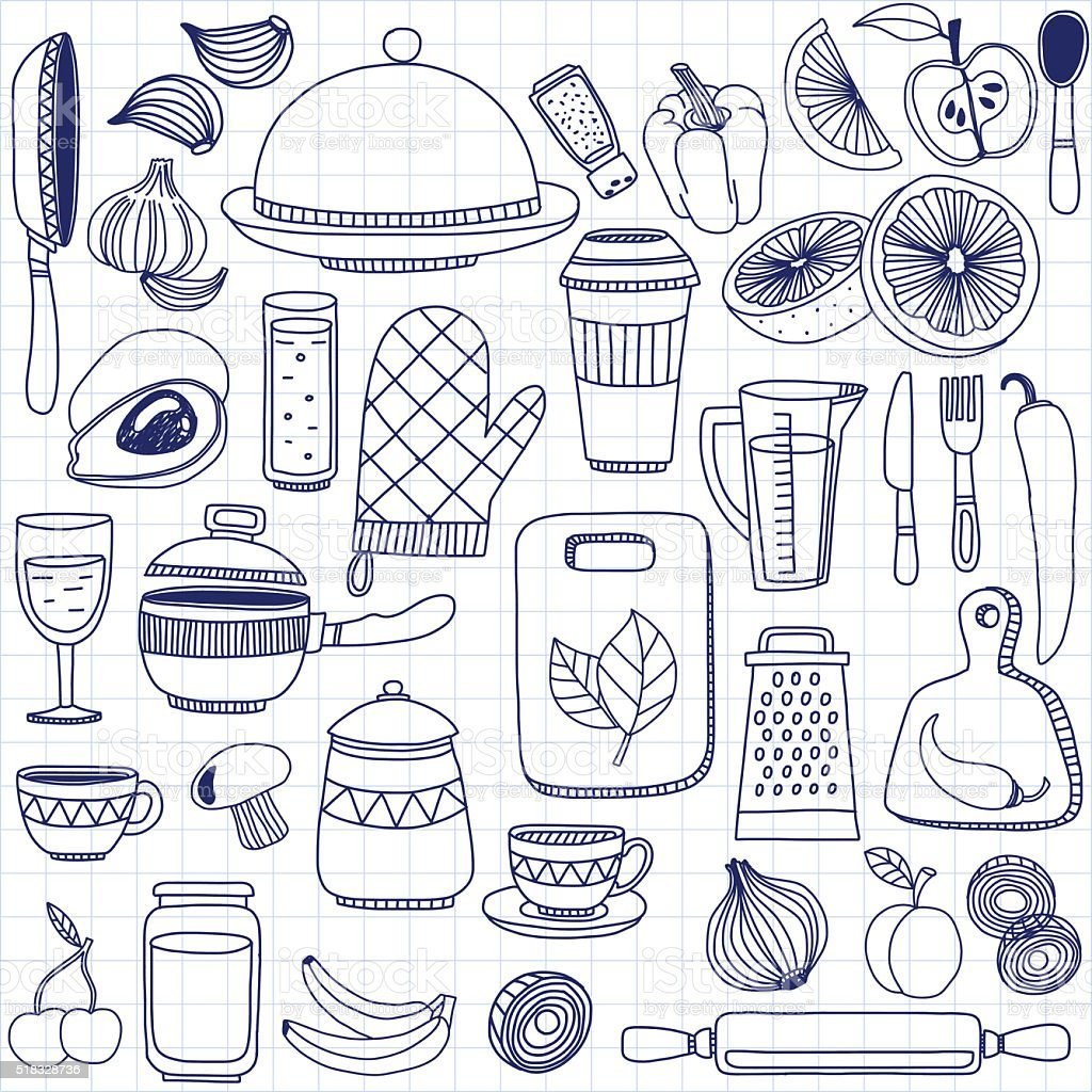 Принадлежности для кухни раскраска