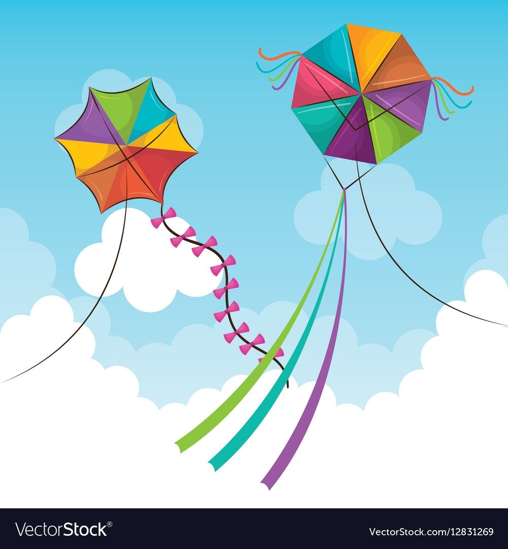 Воздушный змей в небе рисунок