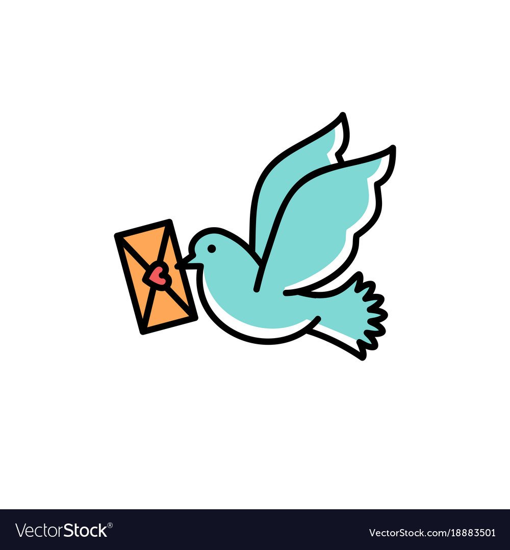 Трафарет голубь с конвертом