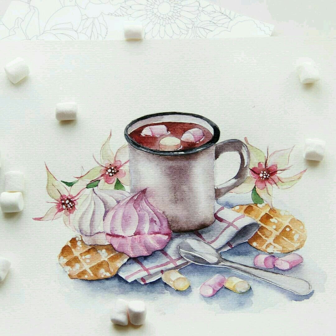 Кружка акварелью