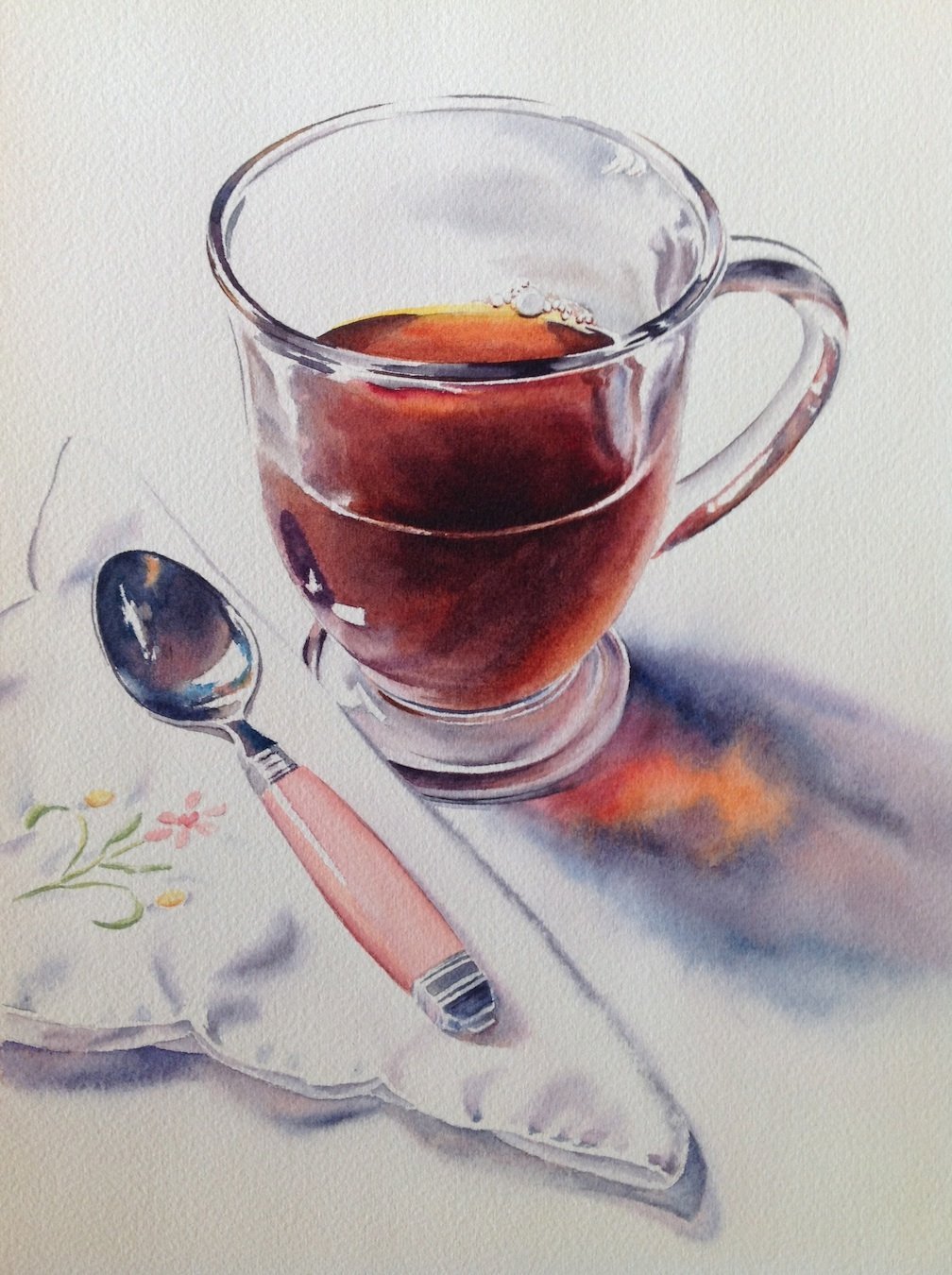 Кружка чая акварелью
