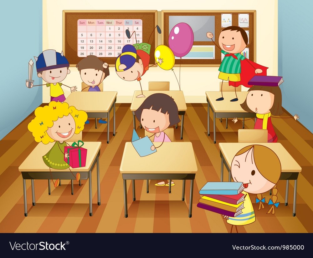 Школьники в классе рисунок
