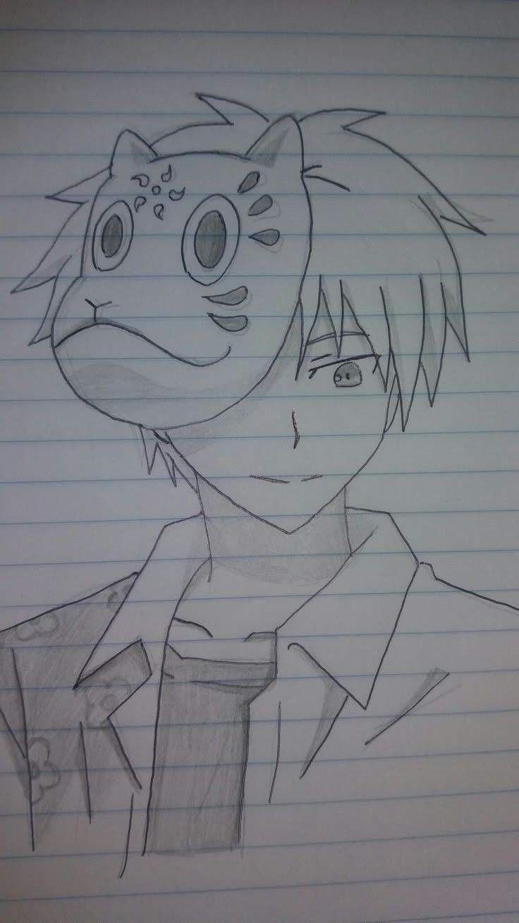 Парень из аниме карандашом