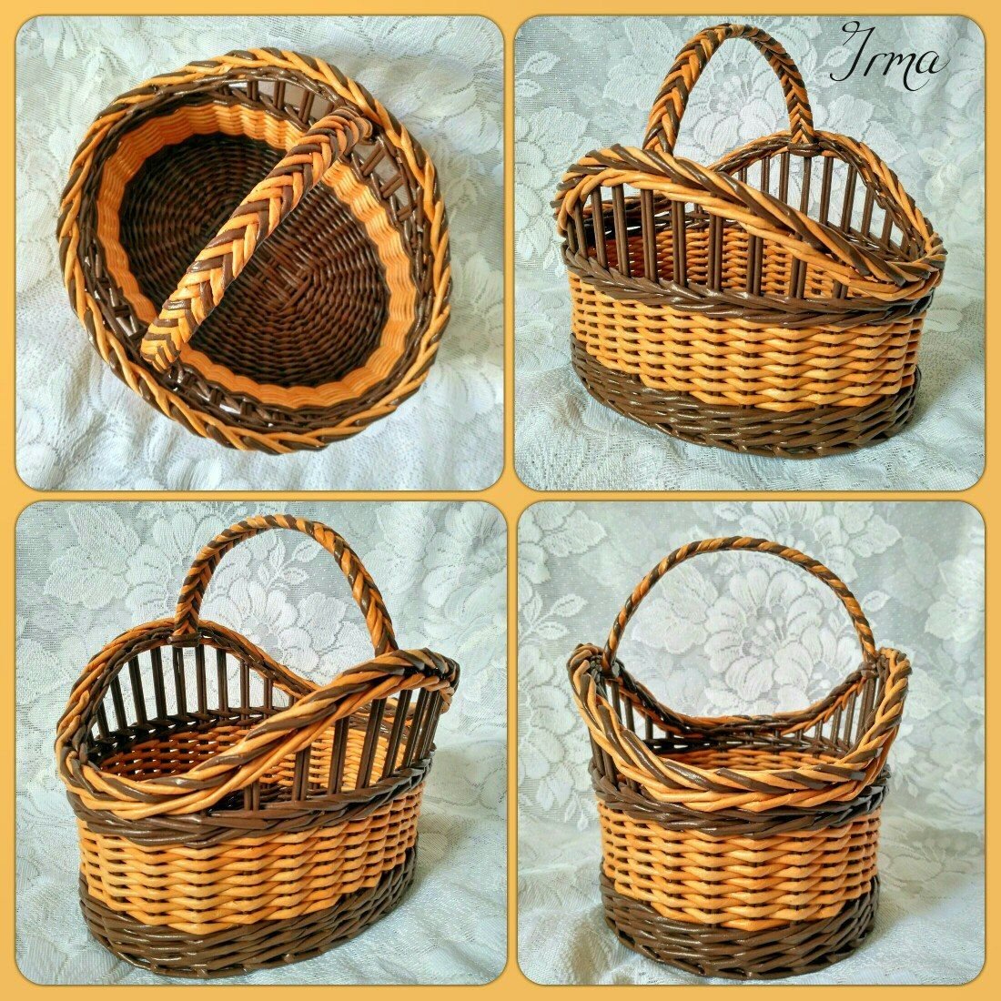 Корзина с цветами из бумажной лозы Эстетика