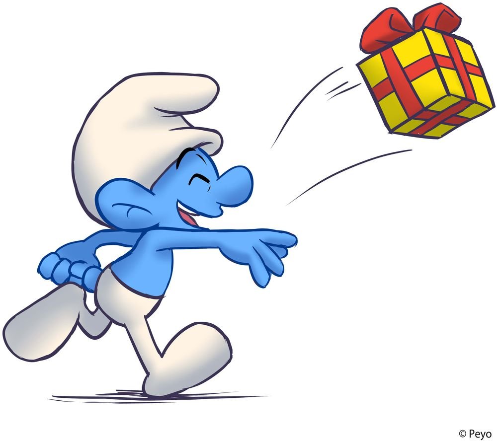 Смурфик с подарком