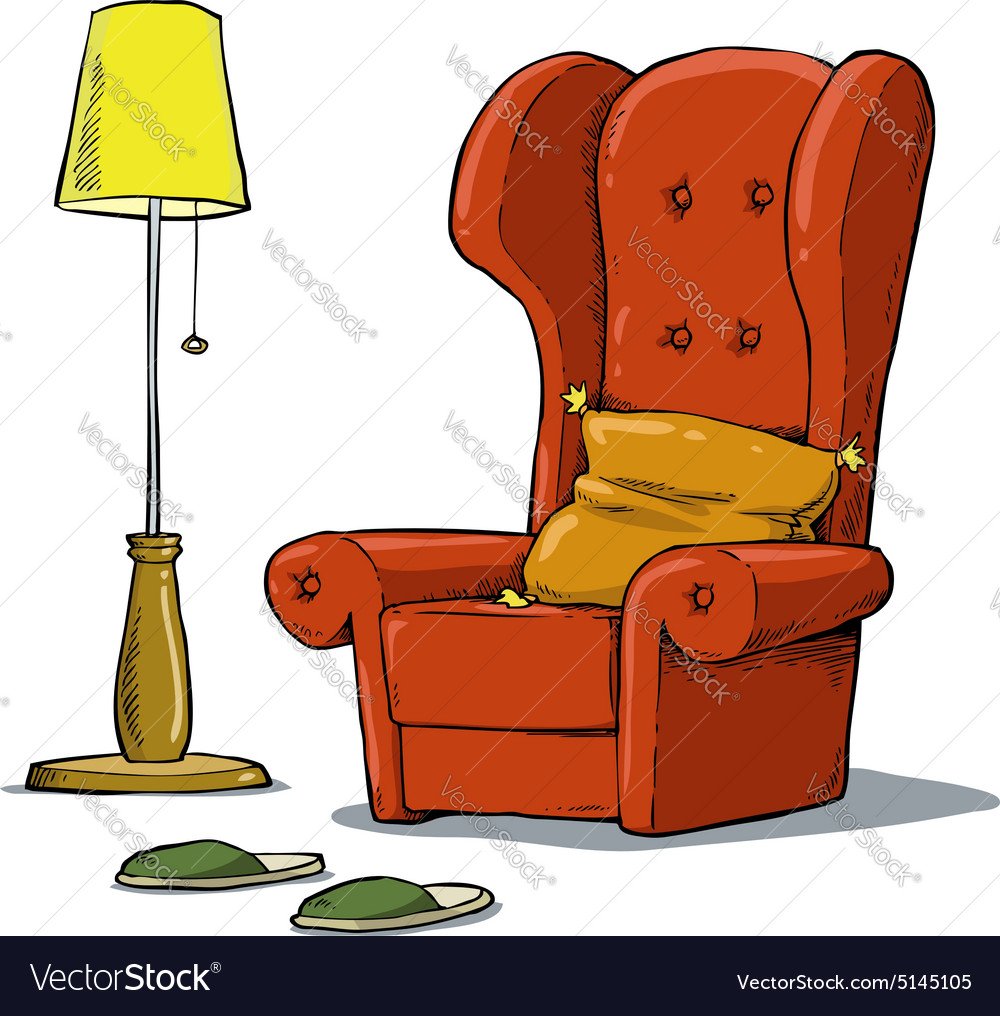 Лампа и кресло нарисованные