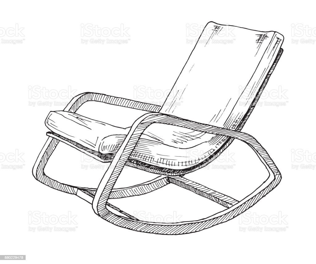 Кресло качалка нарисовать вид сзади