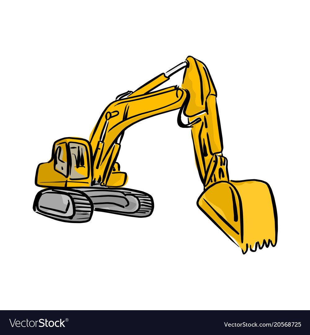 Жёлтый экскаватор мультяшный