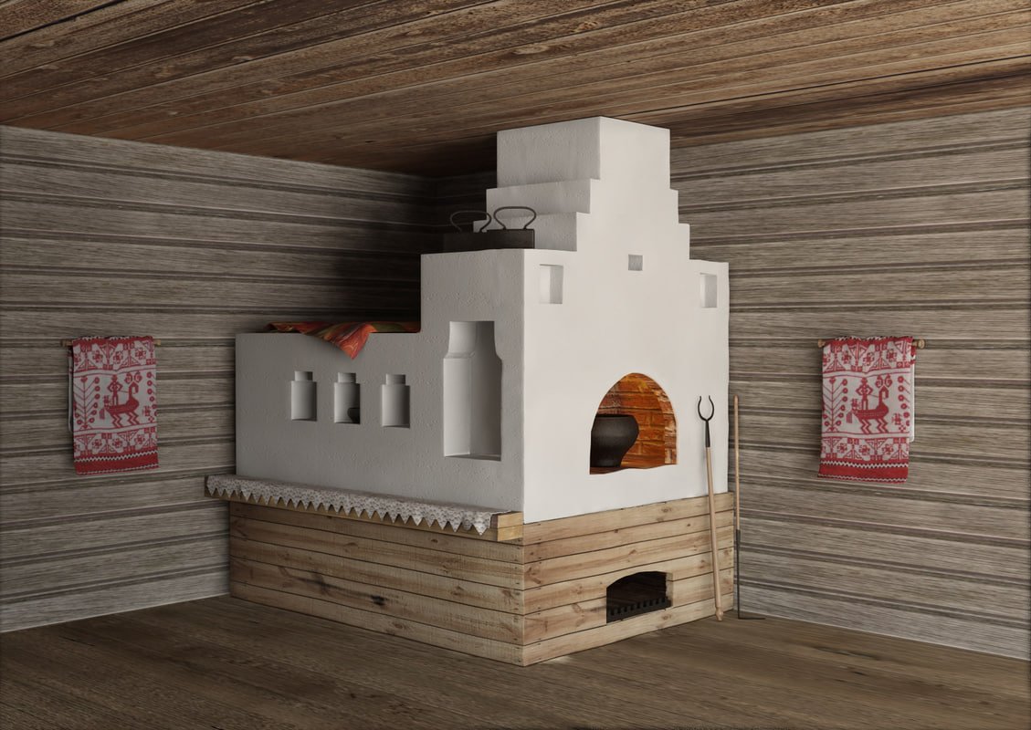 Расписная печь русская