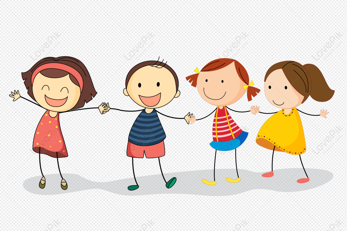Мультяшные дети держаться за руки