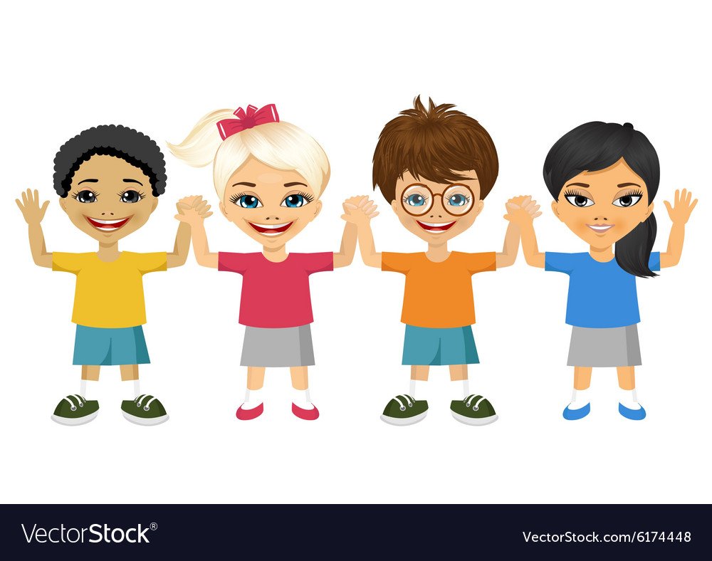 Дети за руки вектор