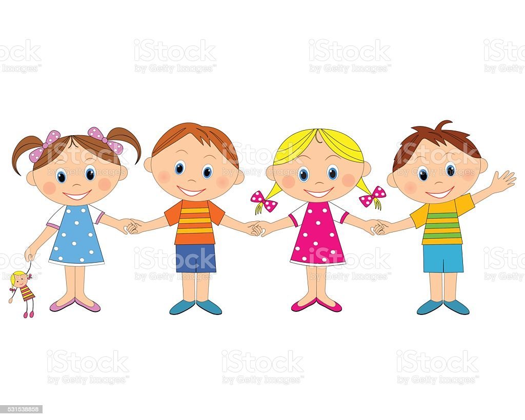 Мальчик и девочка держатся за руки