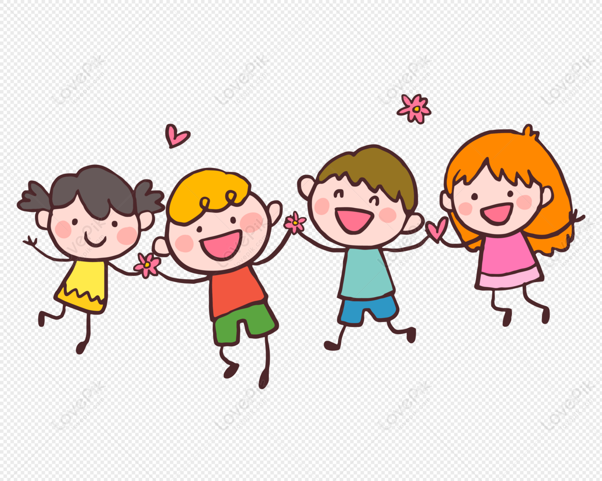 Мультяшные дети держаться за руки