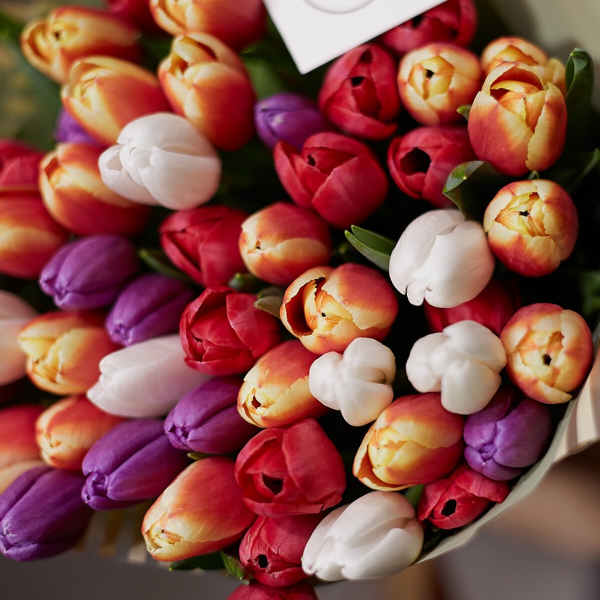 Корзина с тюльпанами