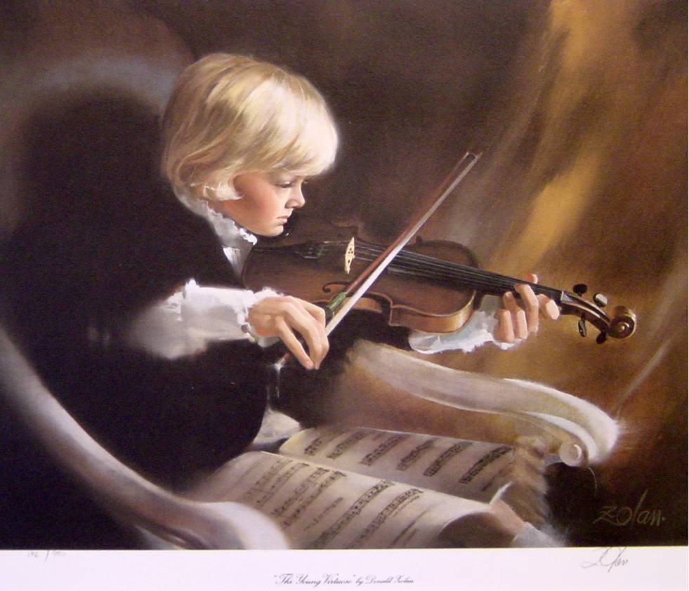 Дональд Золан мальчик со скрипкой картина