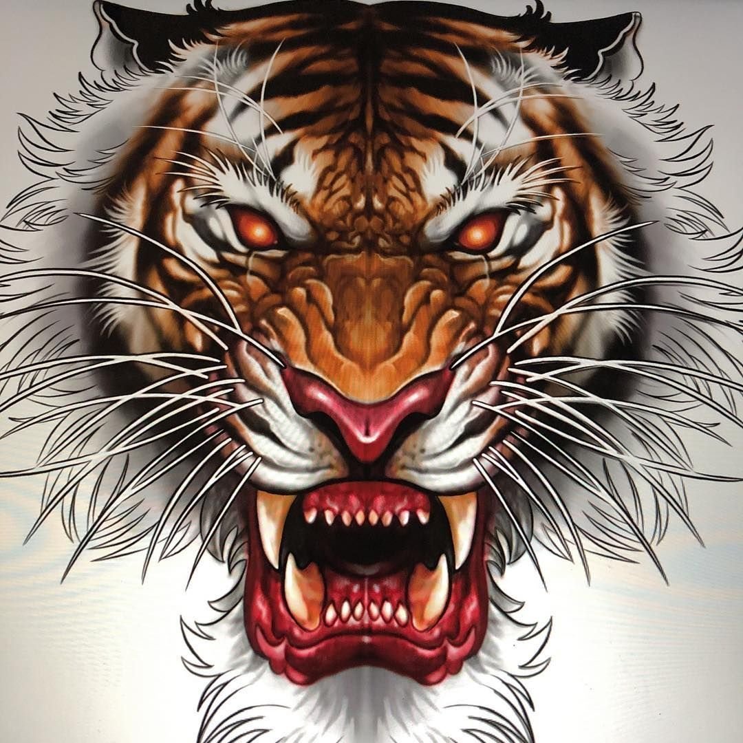 Тату голова тигра
