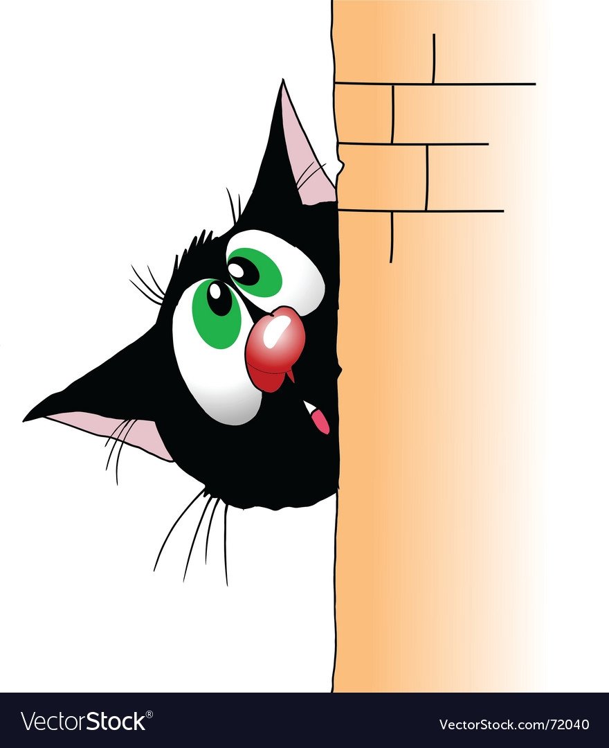 Мультяшный кот выглядывает