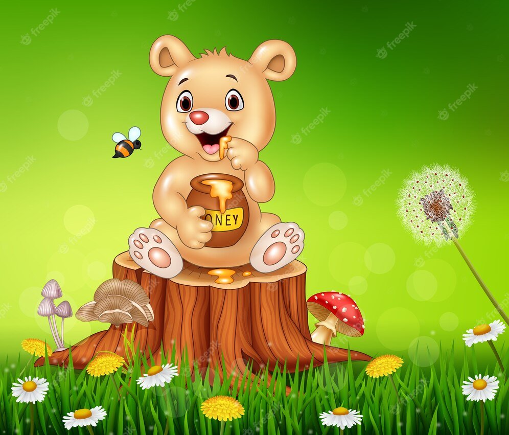 Медвежонок на пеньке с медом