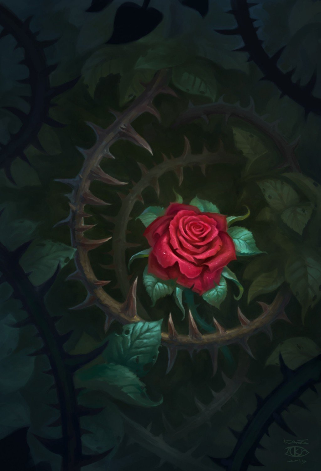 Роза с шипами арт