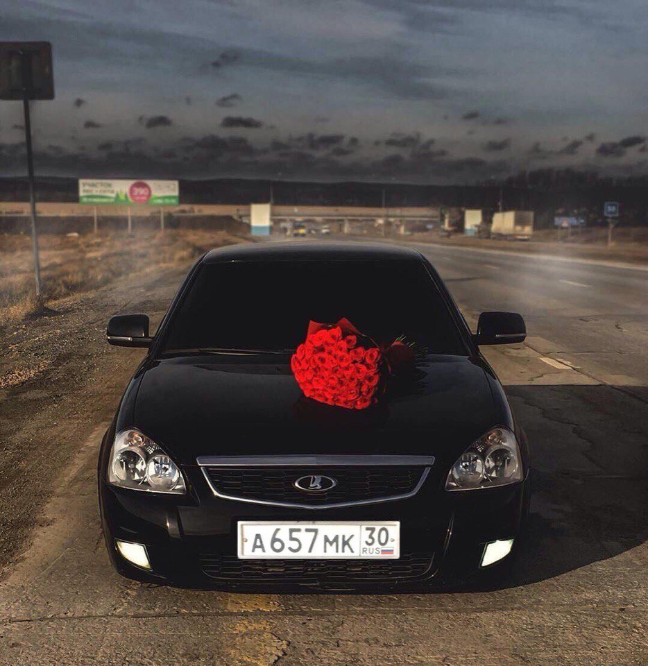 Приора Свадебная черная