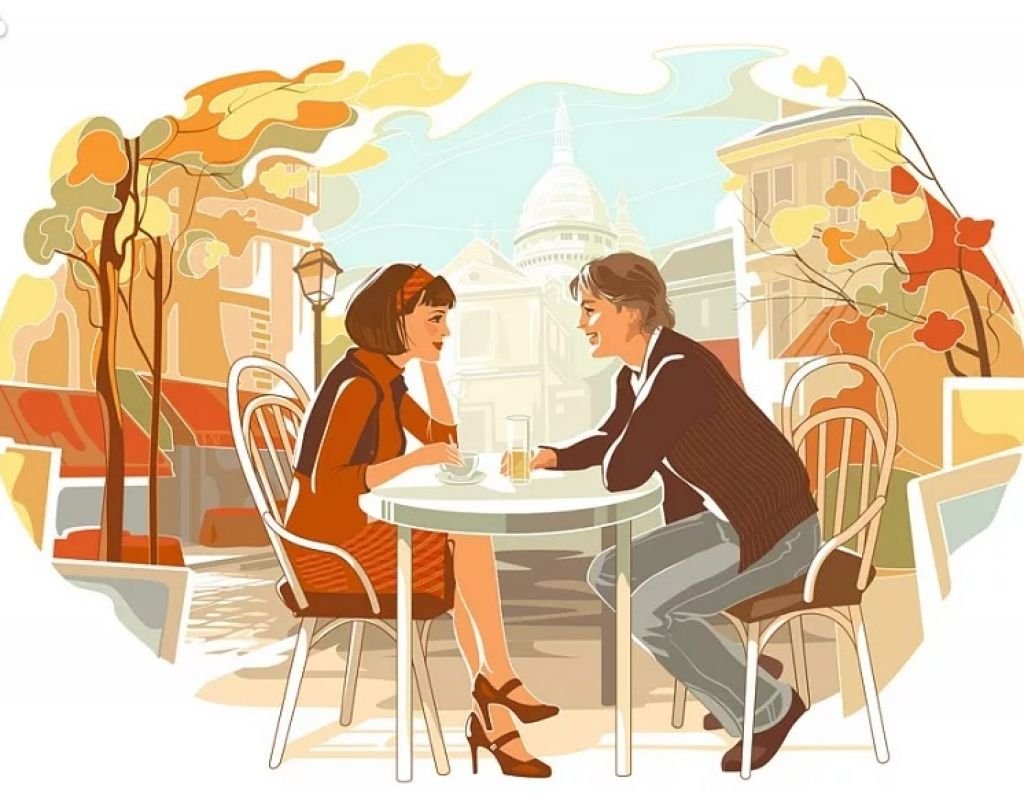 Люди за столиком в кафе