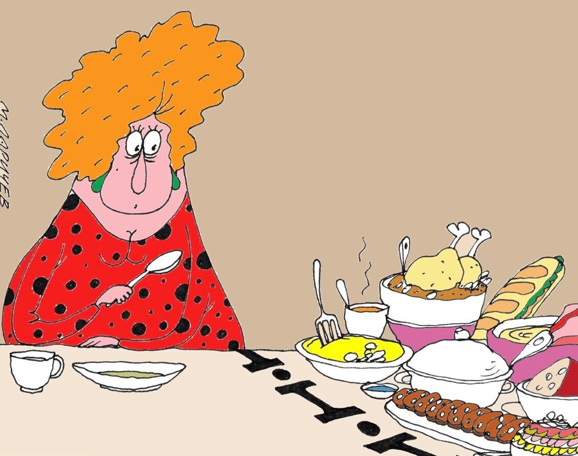 Мультяшный человек ест