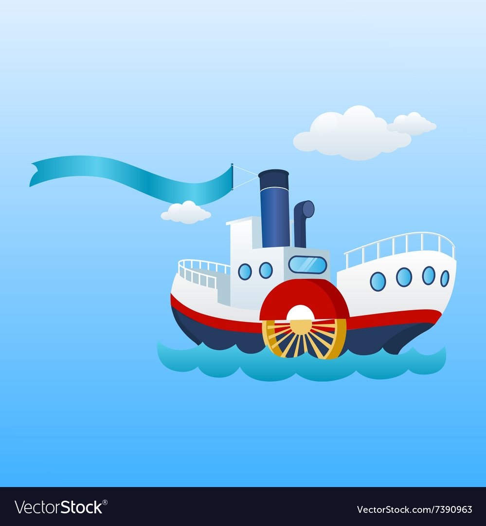 Колесный пароход вектор