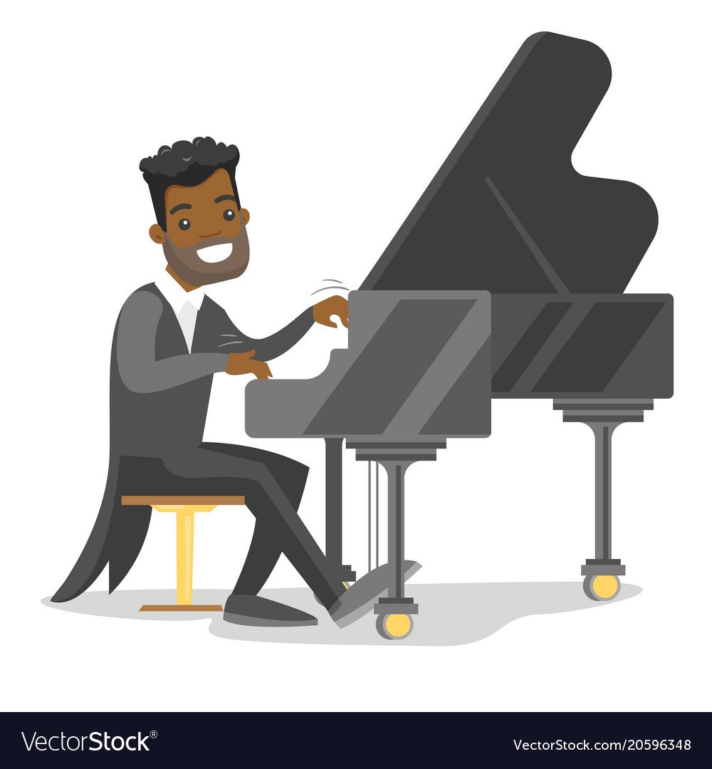 Человек за пианино вектор