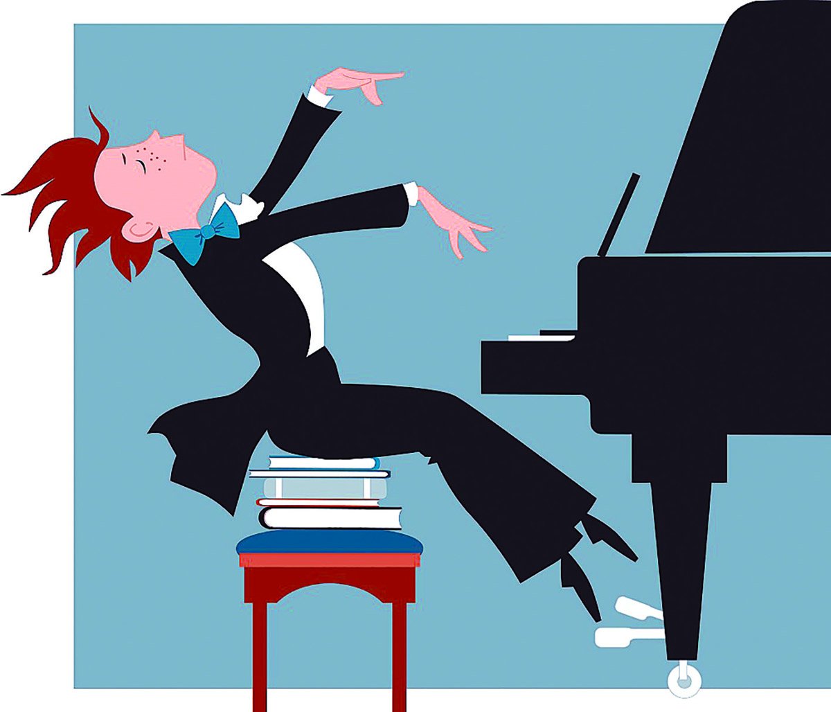 Рисунок учитель музыки играет на пианино