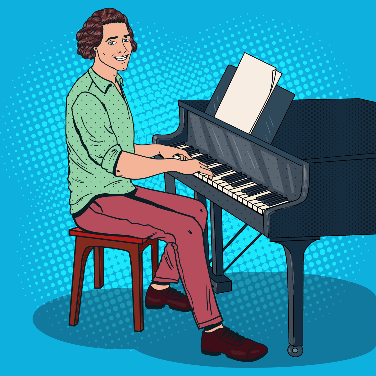 Юный пианист иллюстрация