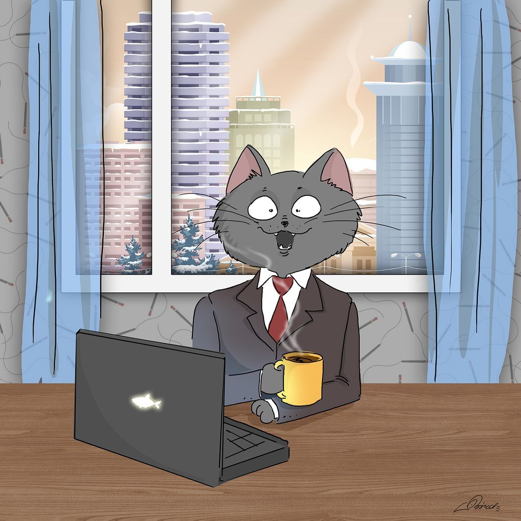 Кот офисный работник