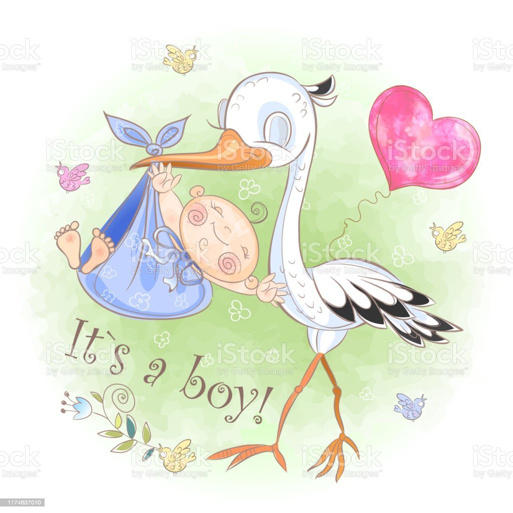 Аист в гнезде рисунок