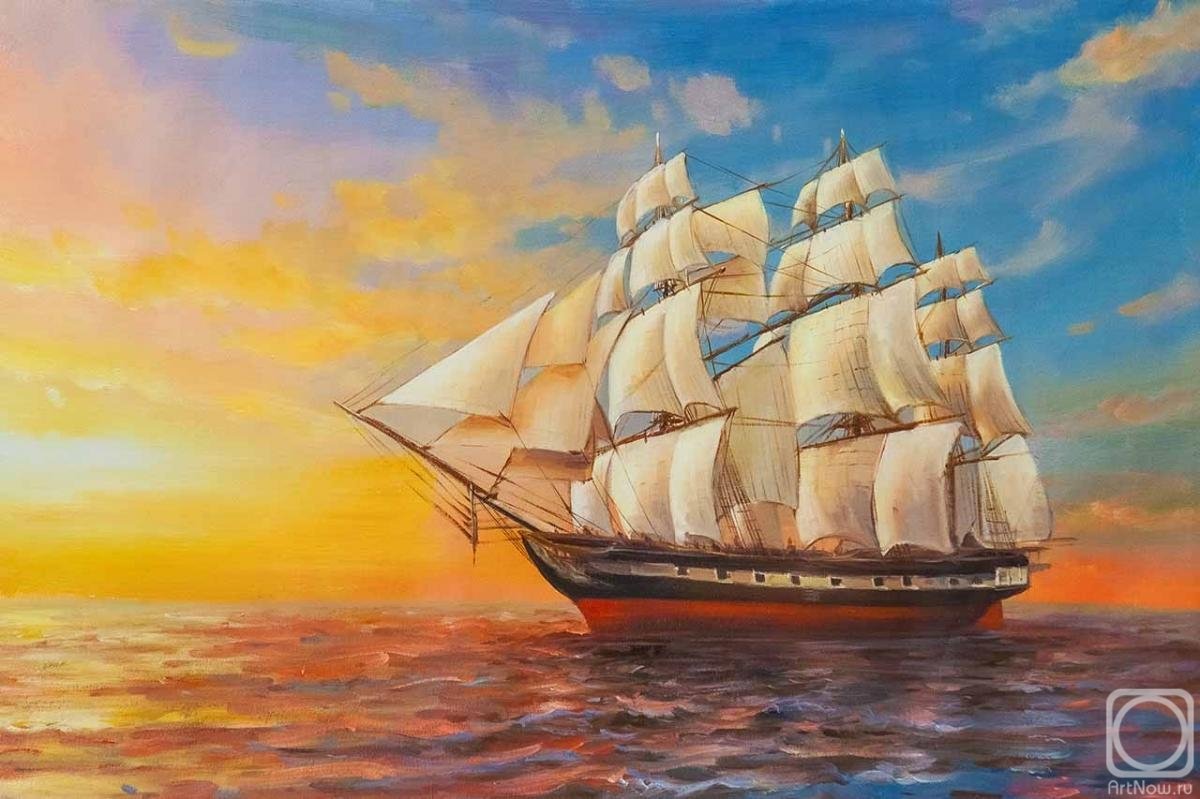 Картины море корабль Крузенштерн