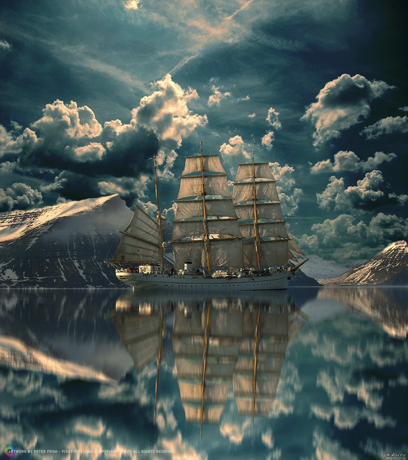 Парусник в море