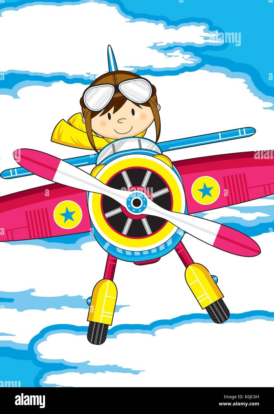 Мультяшный самолет с пилотом